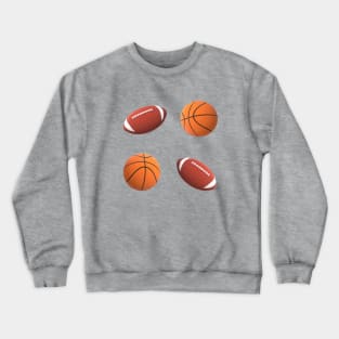 Footballs and Basketballs (Silver Gray Background) Crewneck Sweatshirt